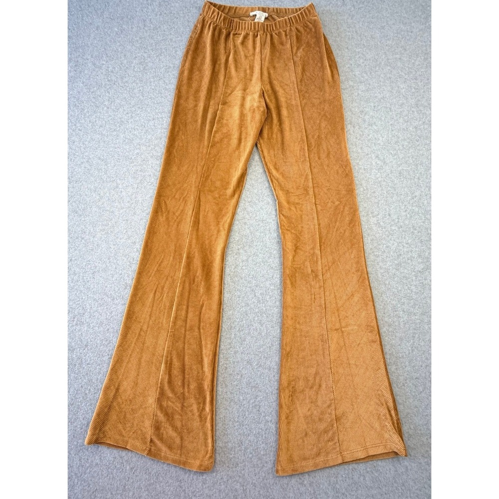 Full Tilt Women Camel Brown Corduroy Flare Pants High Rise Elastic Waist Boho